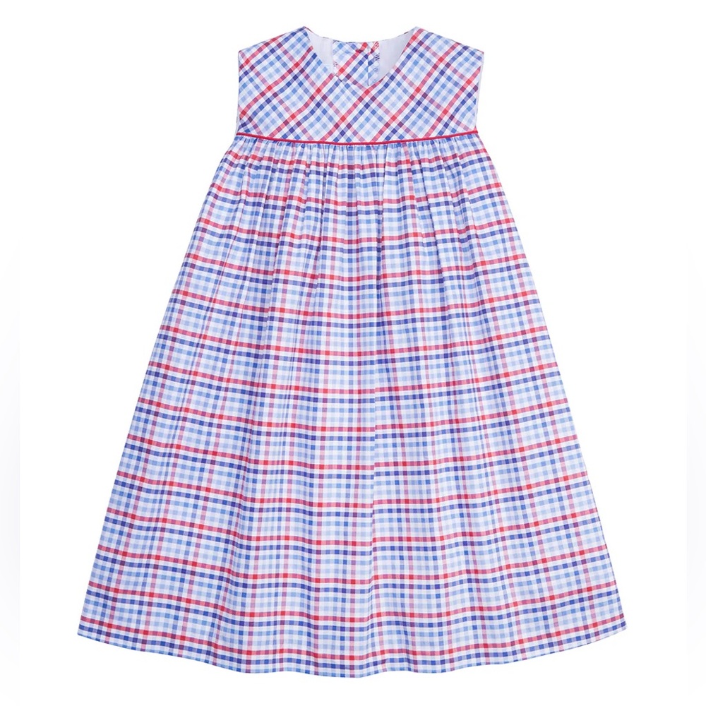 Little English - Red, White & Blue Bellemeade Dress in Americana Plaid, Girls 4T
